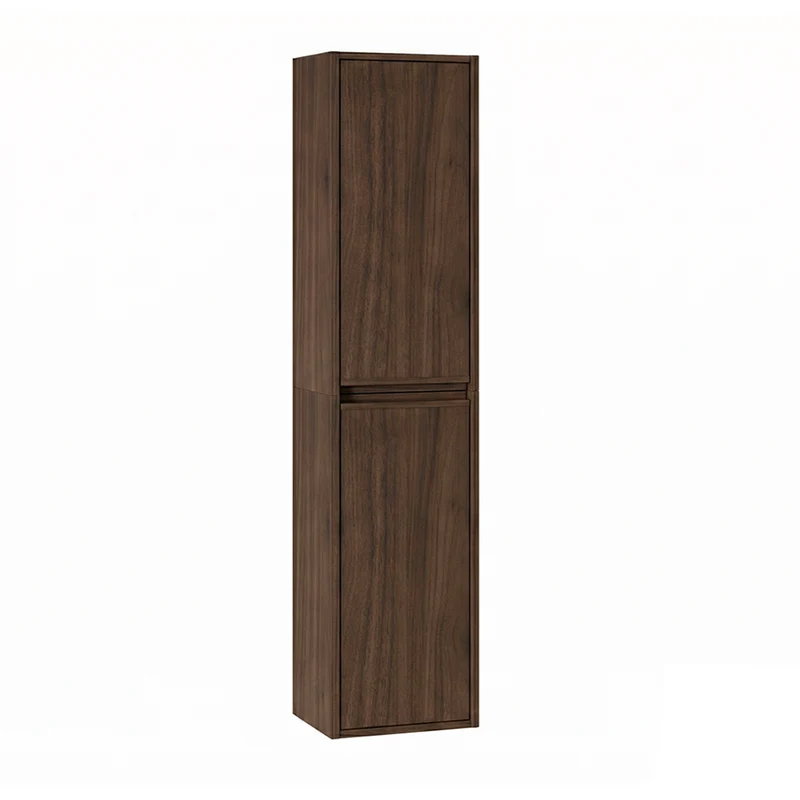 Ensemble meuble sous-vasque 120cm colonne et armoires miroir Edmé Bois foncé