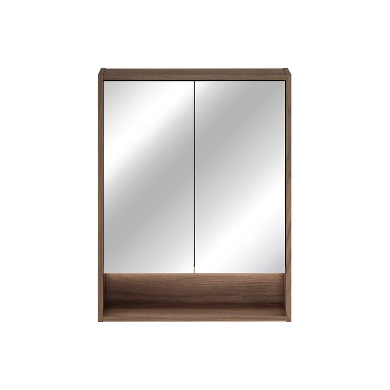 Ensemble meuble sous-vasque 120cm colonne et armoires miroir Edmé Bois foncé