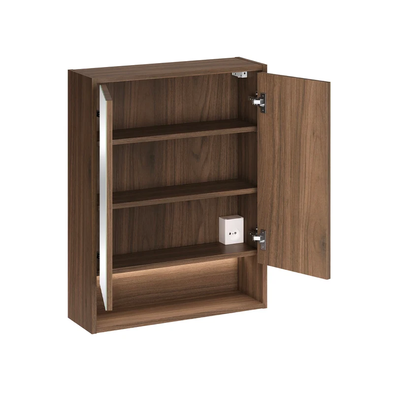 Ensemble meuble sous-vasque 120cm colonne et armoires miroir Edmé Bois foncé