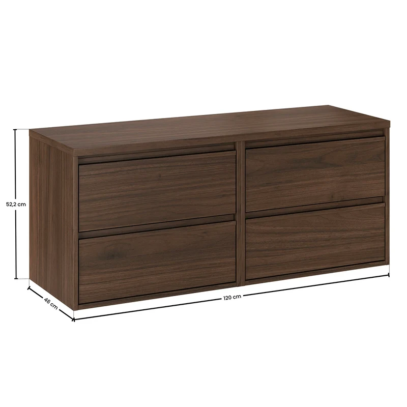 Ensemble meuble sous-vasque 120cm colonne et armoires miroir Edmé Bois foncé
