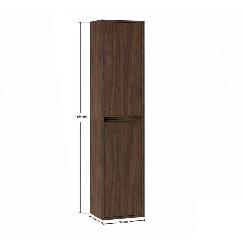 Ensemble meuble sous-vasque 120cm colonne et armoires miroir Edmé Bois foncé