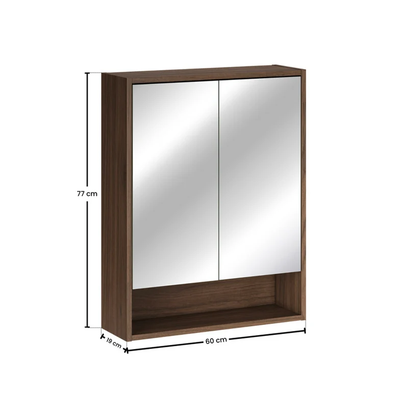 Ensemble meuble sous-vasque 120cm colonne et armoires miroir Edmé Bois foncé