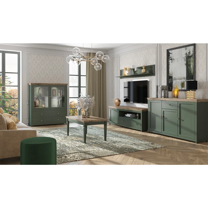 Buffet 3 portes 1 tiroir Martin Vert et Bois
