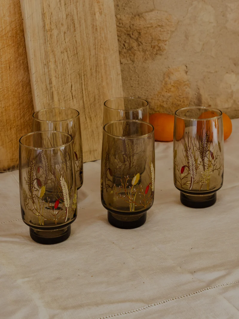 Eugène, le lot de 5 verres en verre fumé N°230