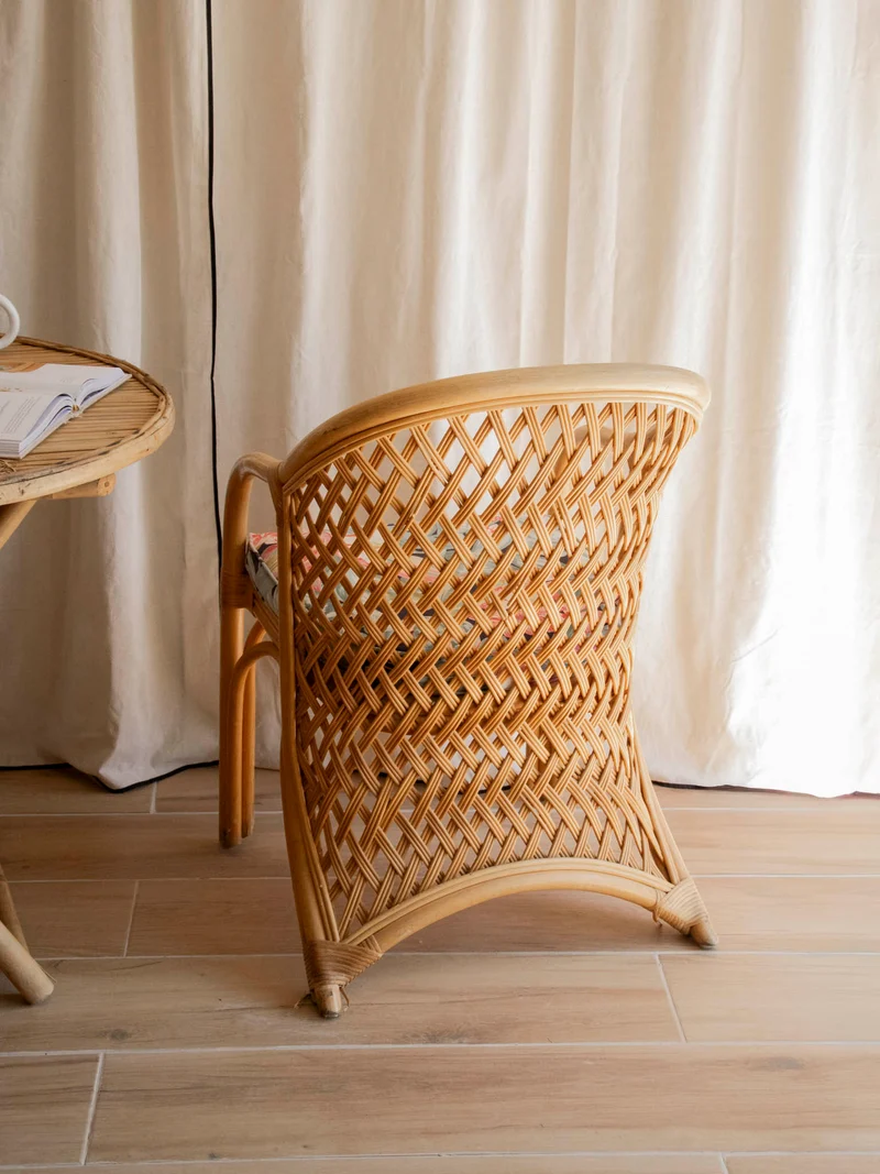 Ernest, le fauteuil en rotin au tissu exotique N°1006