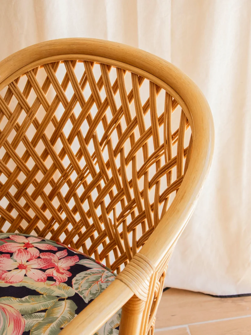 Ernest, le fauteuil en rotin au tissu exotique N°1006