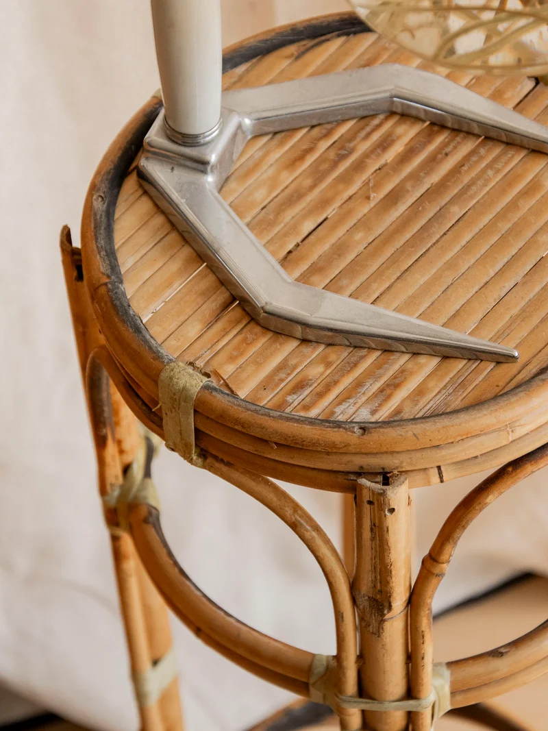 Ariel, le porte-plante en bois clair et rotin N°514