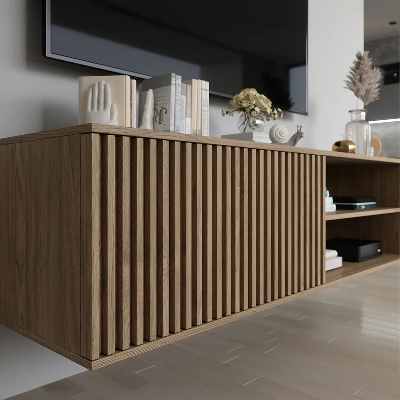 Meuble TV mural 1 porte 150 cm Esteban Bois