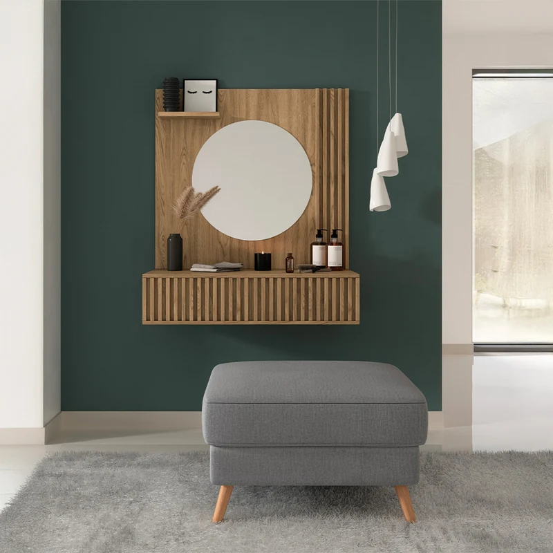 Coiffeuse murale 1 tiroir 1 miroir Esteban Bois
