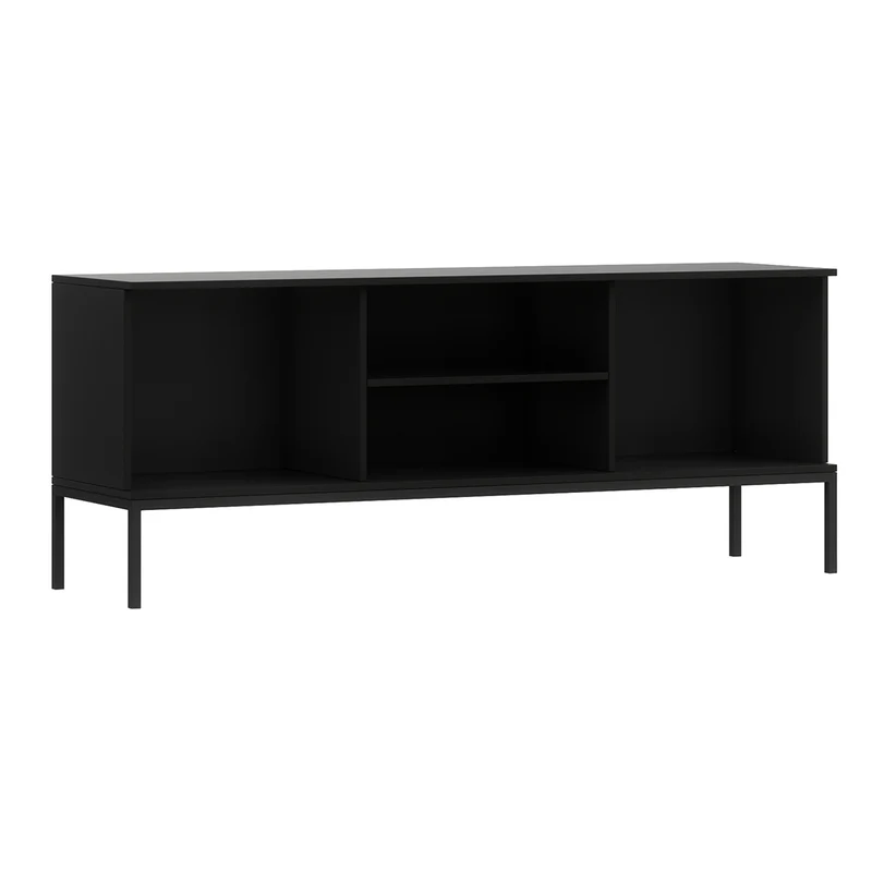 Meuble TV 150 cm 2 portes Melchior Noir et Bois