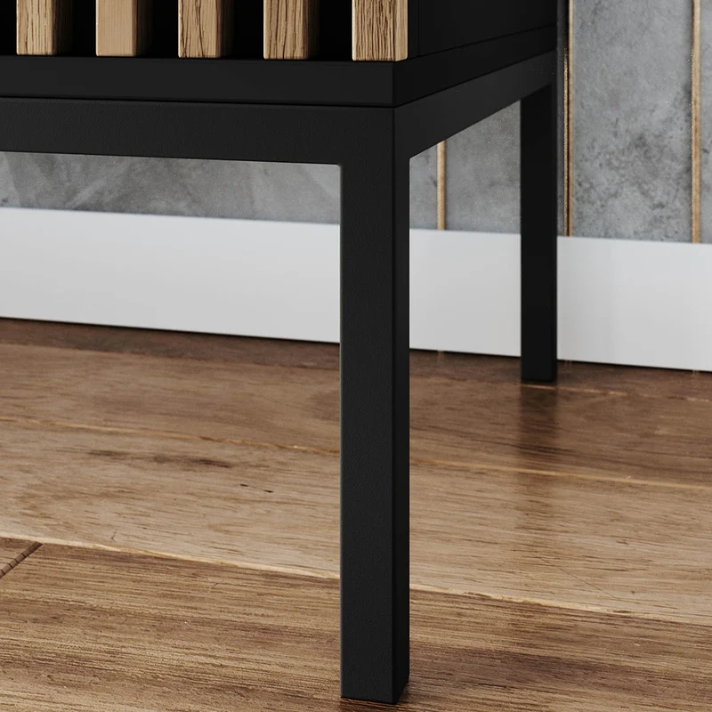 Meuble TV 150 cm 2 portes Melchior Noir et Bois