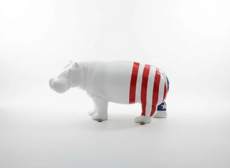 Casa Padrino Luxus Deko Skulptur Nilpferd USA H. 45 cm - Deko Skulptur - Deko Figur - Tierfigur - Gartendeko
