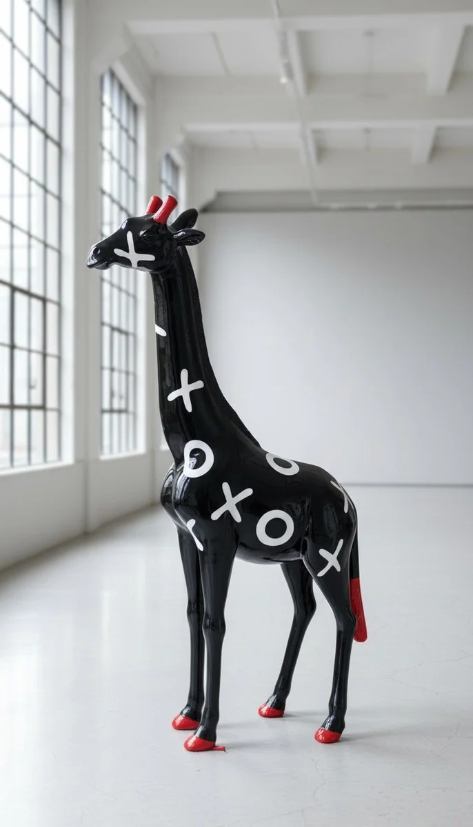 Casa Padrino Luxus Deko Skulptur Giraffe Morpion H. 210 cm - Riesige Gartenskulptur - Lebensgroße Skulptur - XXL Deko Skulptur - XXL Deko Figur