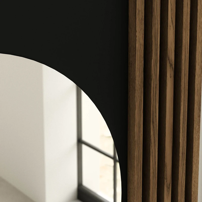 Coiffeuse murale 1 tiroir 1 miroir Melchior Noir et Bois