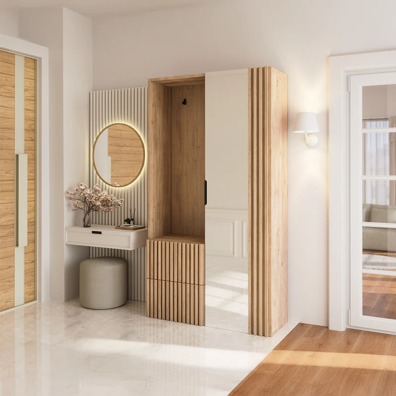 Meuble d'entrée 1 porte 2 tiroirs Velma Bois