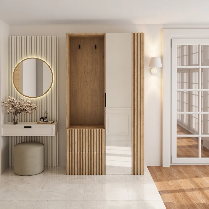 Meuble d'entrée 1 porte 2 tiroirs Velma Bois