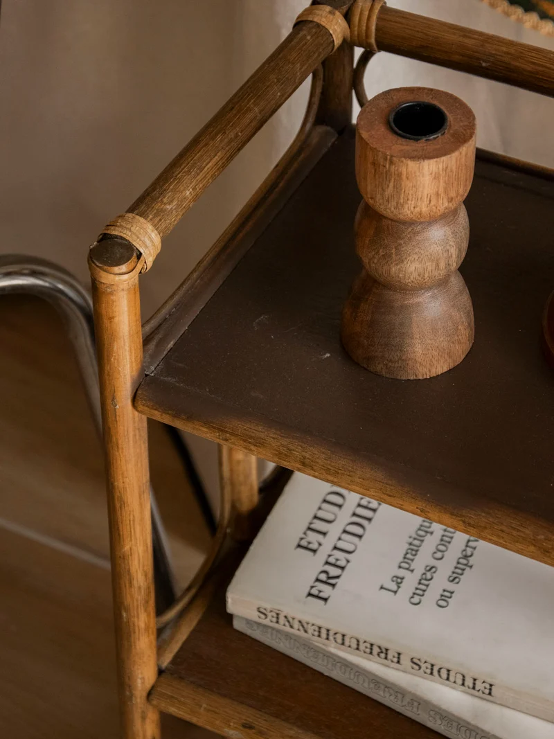 Gaëlle, l'étagère à 3 étages en bois et rotin N°905