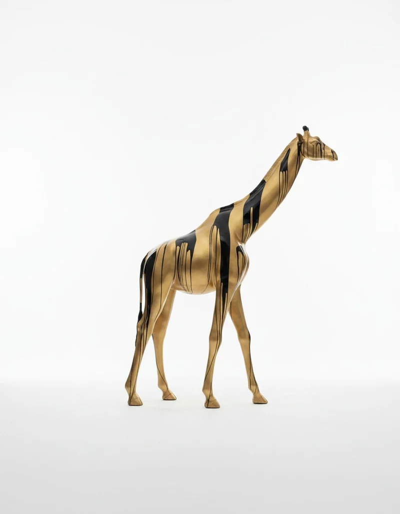 Casa Padrino Luxus Deko Skulptur Giraffe G Trash Schwarz H. 320 cm - Riesige Gartenskulptur - Lebensgroße Skulptur - XXL Deko Skulptur - XXL Deko Figur
