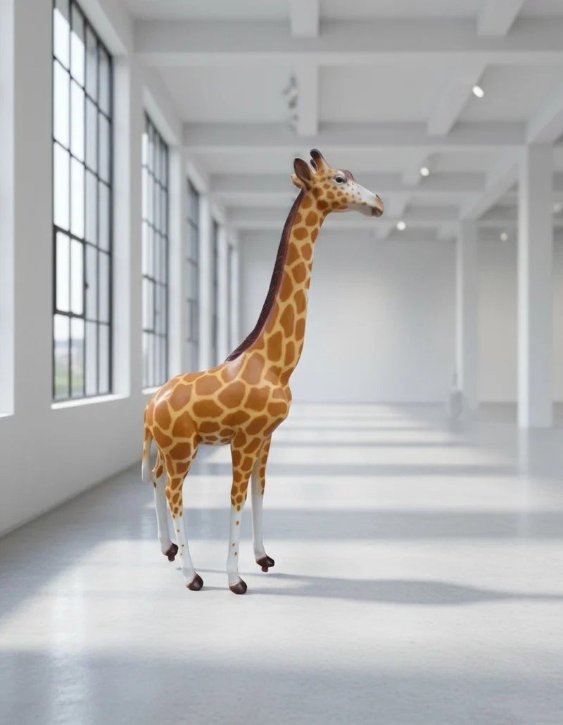 Casa Padrino Luxus Deko Skulptur Giraffe Realistisch H. 210 cm - Riesige Gartenskulptur - Lebensgroße Skulptur - XXL Deko Skulptur - XXL Deko Figur