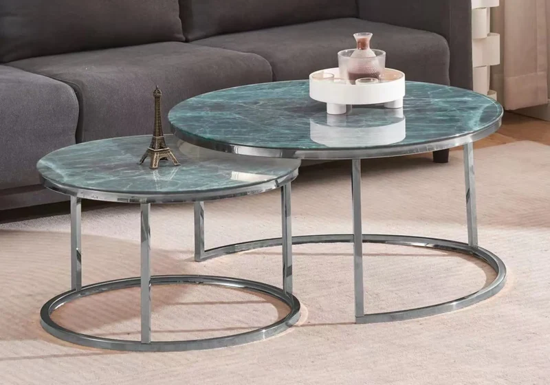 Tables gigognes marbre gris - Orea