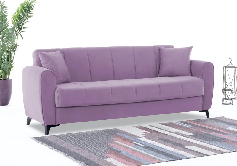 Canapé Turc Pas Cher - Lit & Coffre de Rangement – Velours Anthracite LARA