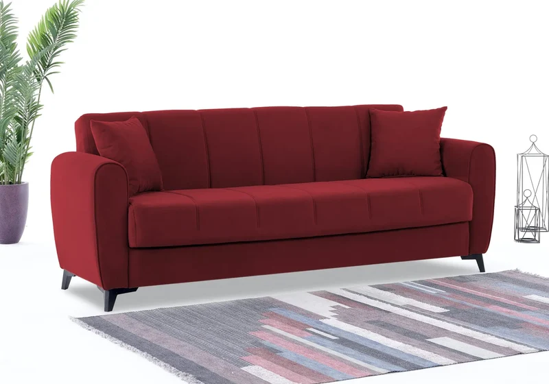 Canapé Turc Pas Cher - Lit & Coffre de Rangement – Velours Anthracite LARA