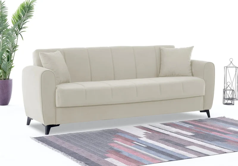 Canapé Turc Pas Cher - Lit & Coffre de Rangement - Velours Gris LARA