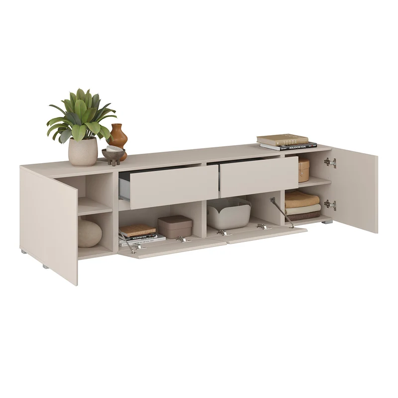 Meuble TV 4 portes 2 tiroirs 195 cm Maxis Cachemire