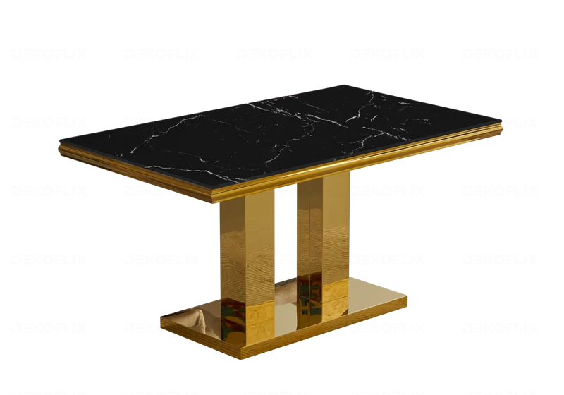 Table basse marbre noir dorée design - Versus