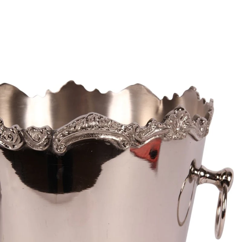 Casa Padrino Luxus Sektkühler Silber Ø 26 x H. 28 cm - Weinkühler mit Barock Zierrand