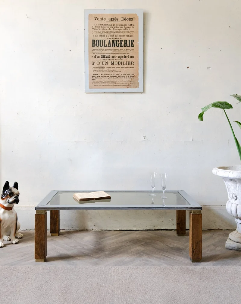 Donna, la table basse en métal et en verre N°1016