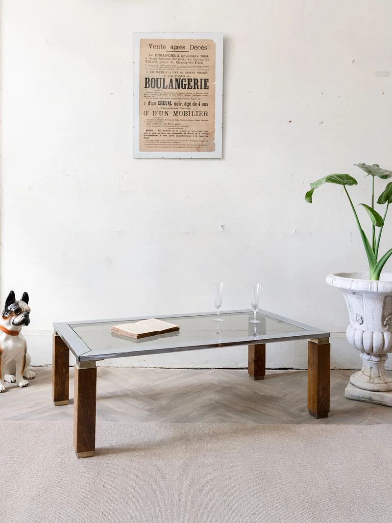 Donna, la table basse en métal et en verre N°1016