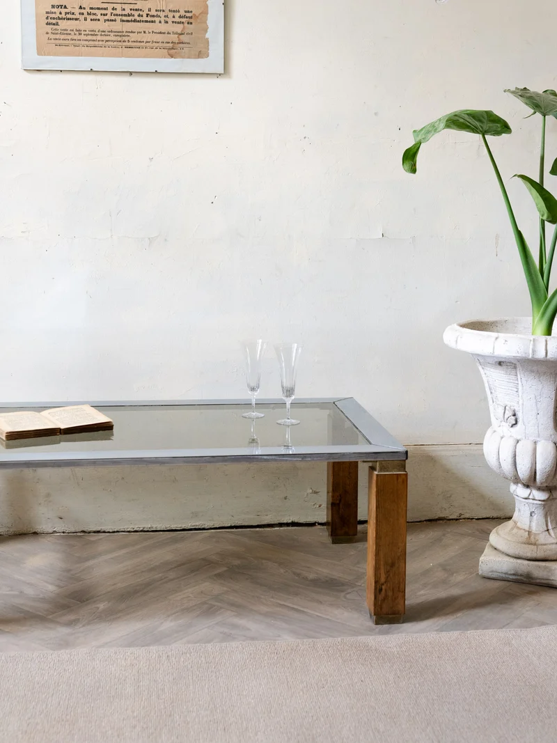 Donna, la table basse en métal et en verre N°1016
