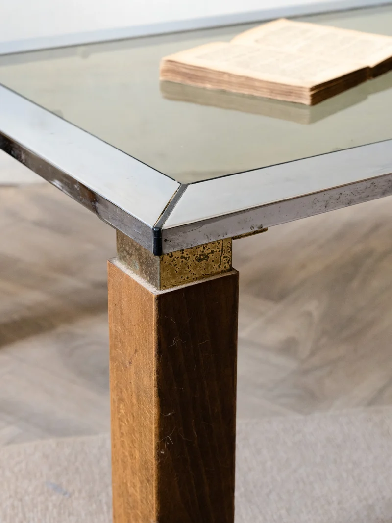 Donna, la table basse en métal et en verre N°1016