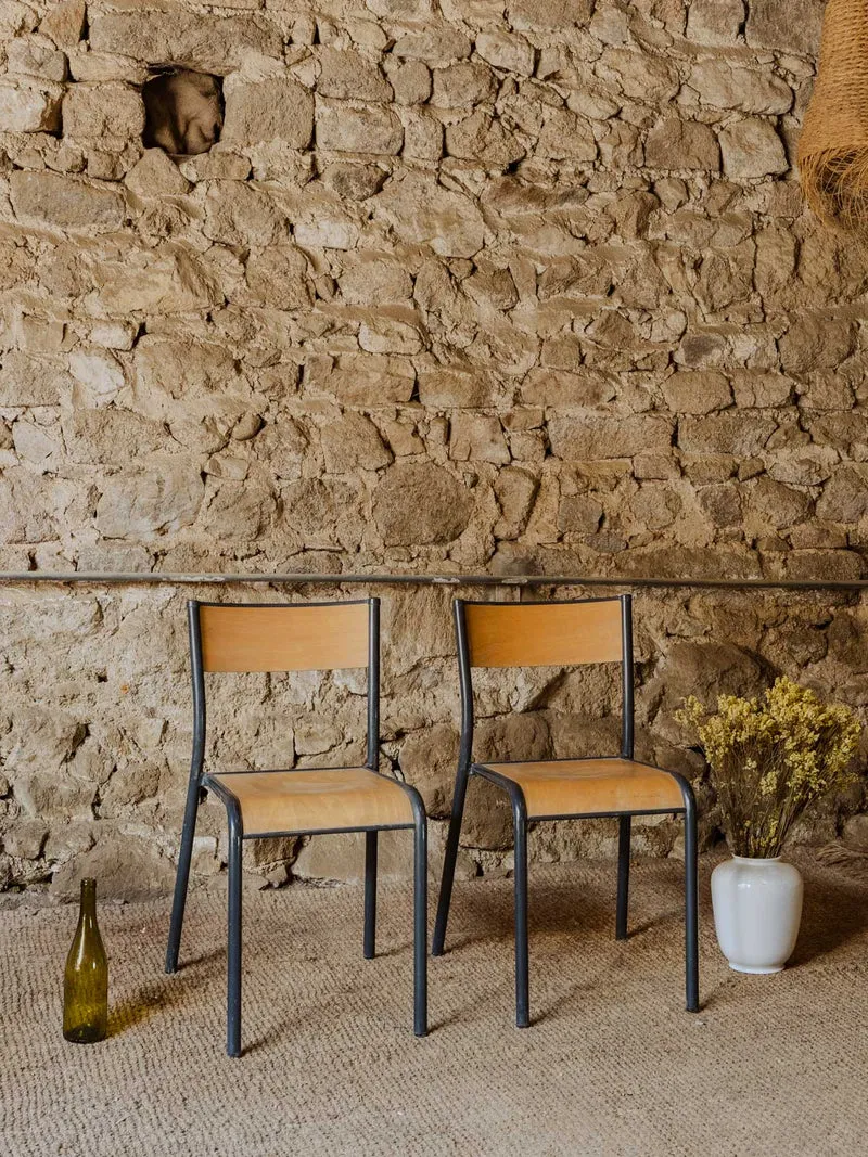 Claude, la paire de chaises en bois et métal N°1246