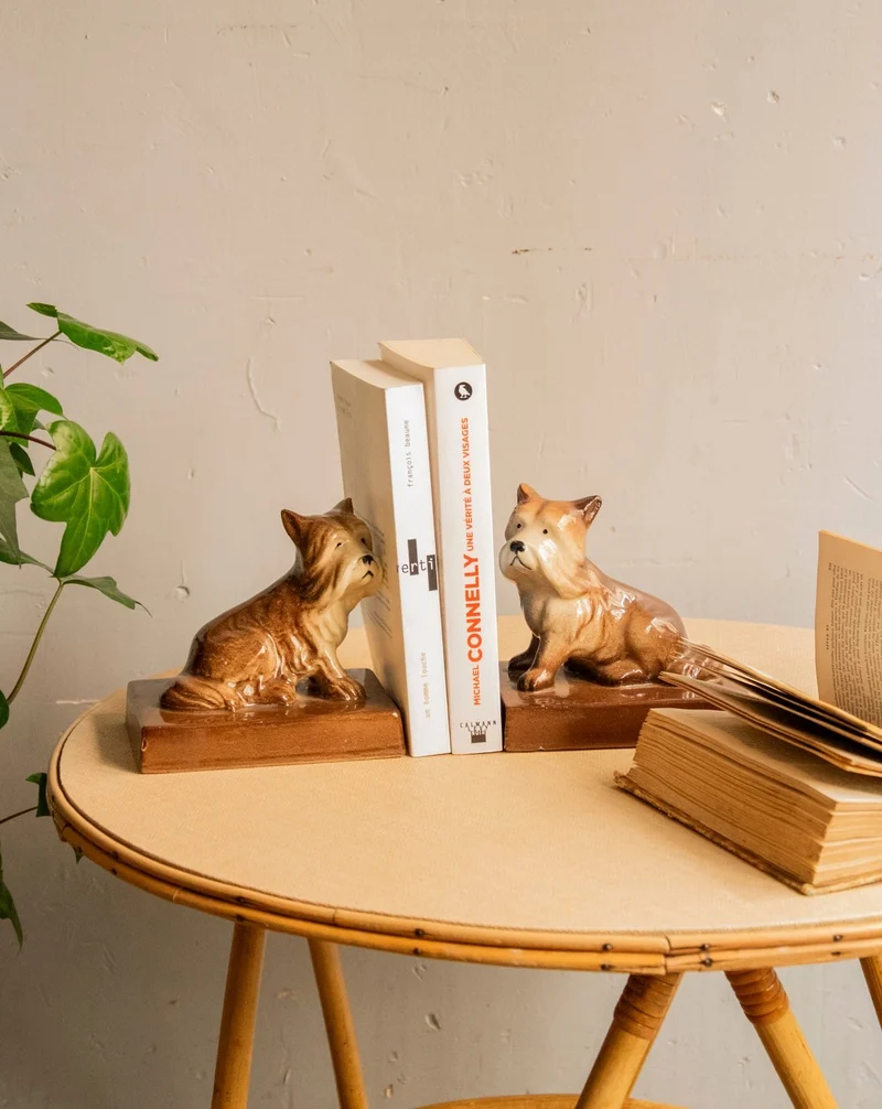 Alix, le lot de 2 serre-livres en forme de chiens N°998