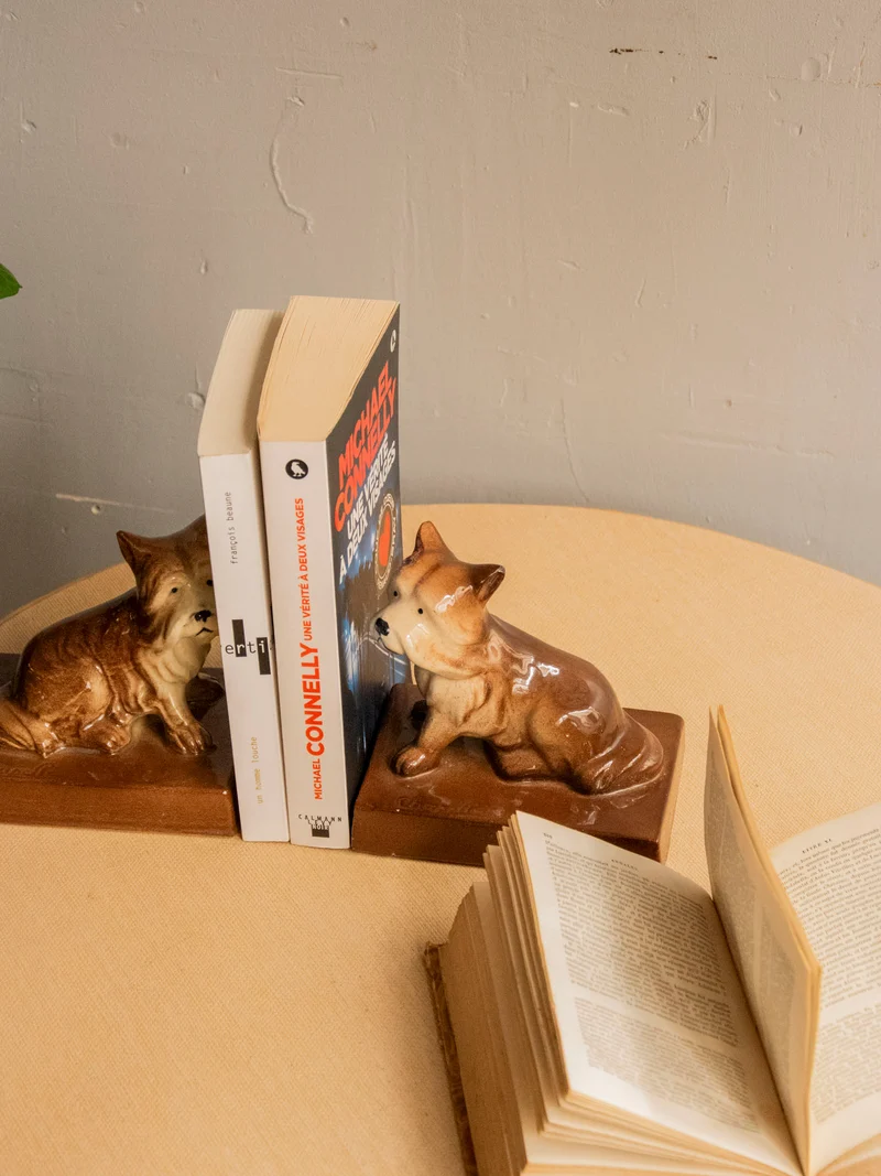 Alix, le lot de 2 serre-livres en forme de chiens N°998