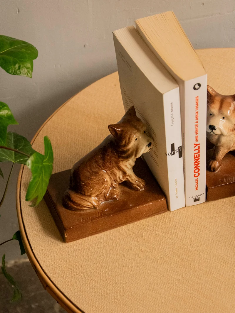 Alix, le lot de 2 serre-livres en forme de chiens N°998