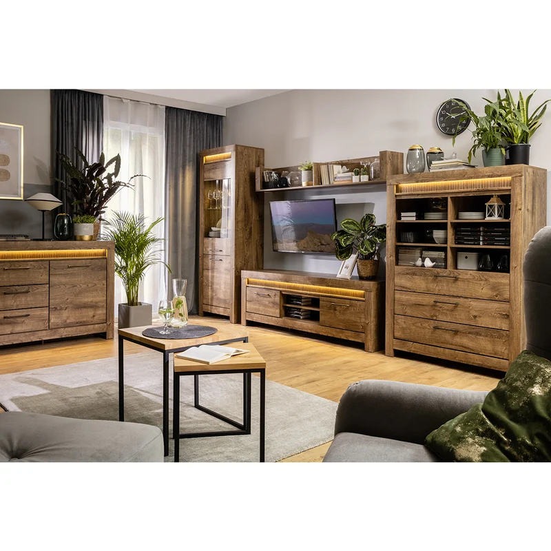 Vitrine 2 portes LED inclus Amaury Bois
