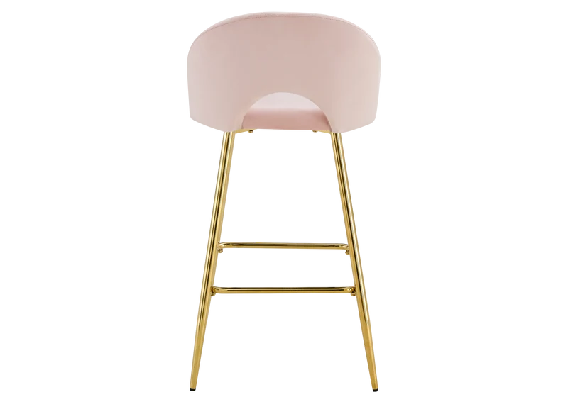 Chaise de bar dossier ouvert en velours rose - Talia x2