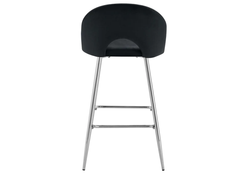 Chaise de bar dossier ouvert en velours noir - Talia x2