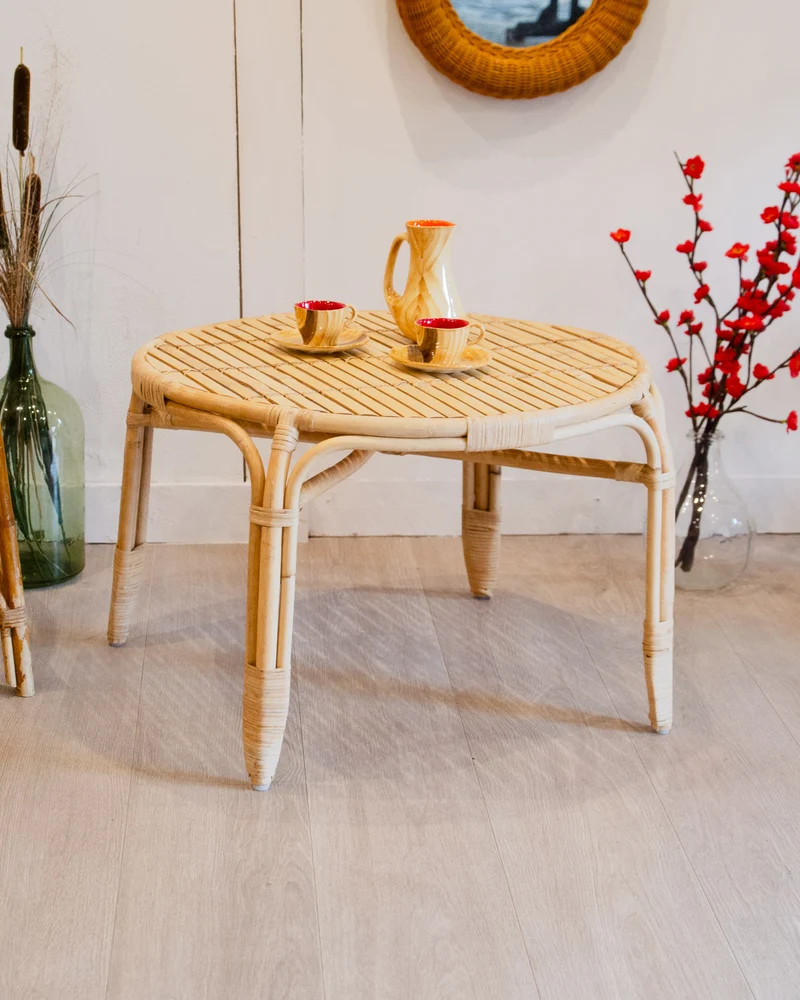 Léonie, la table basse en bambou et rotin N°952