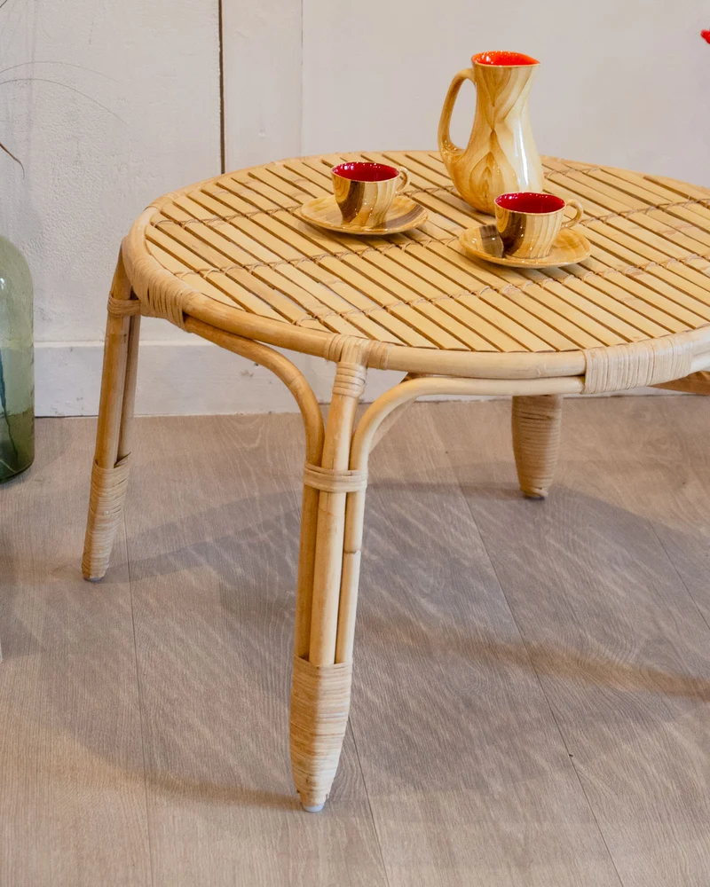 Léonie, la table basse en bambou et rotin N°952
