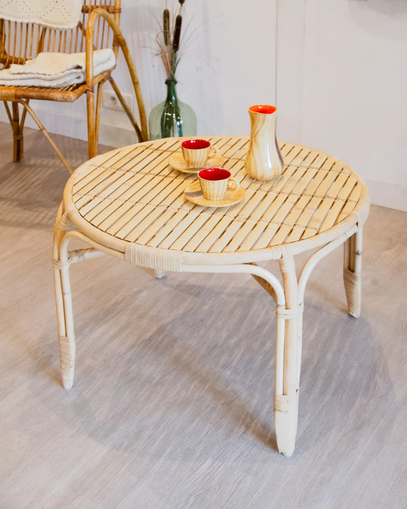 Léonie, la table basse en bambou et rotin N°952
