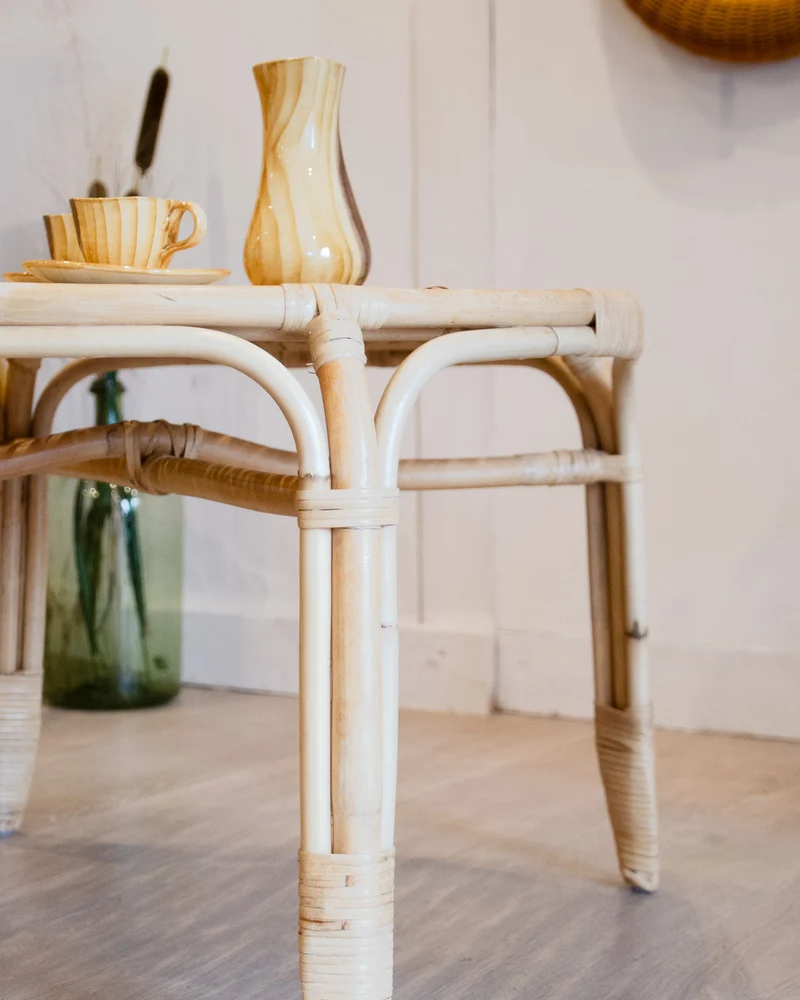 Léonie, la table basse en bambou et rotin N°952