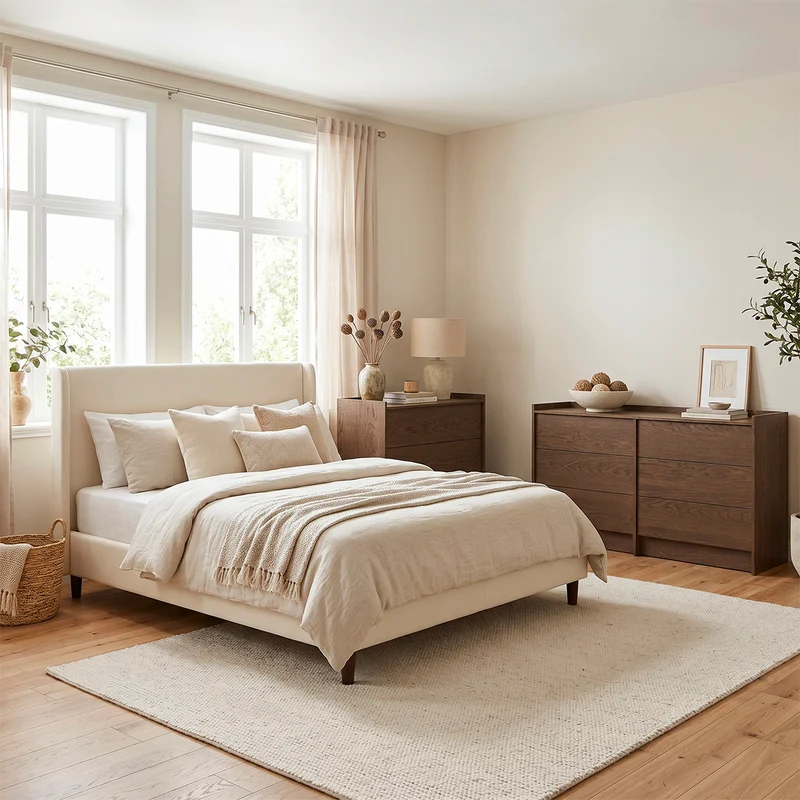 Commode 6 tiroirs Japandi Bois foncé