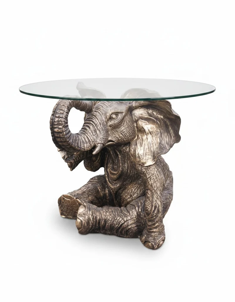 Casa Padrino Luxus Deko Skulptur Elefant Couchtisch H. 48 cm - Deko Skulptur - Deko Figur - Tierfigur - Gartendeko