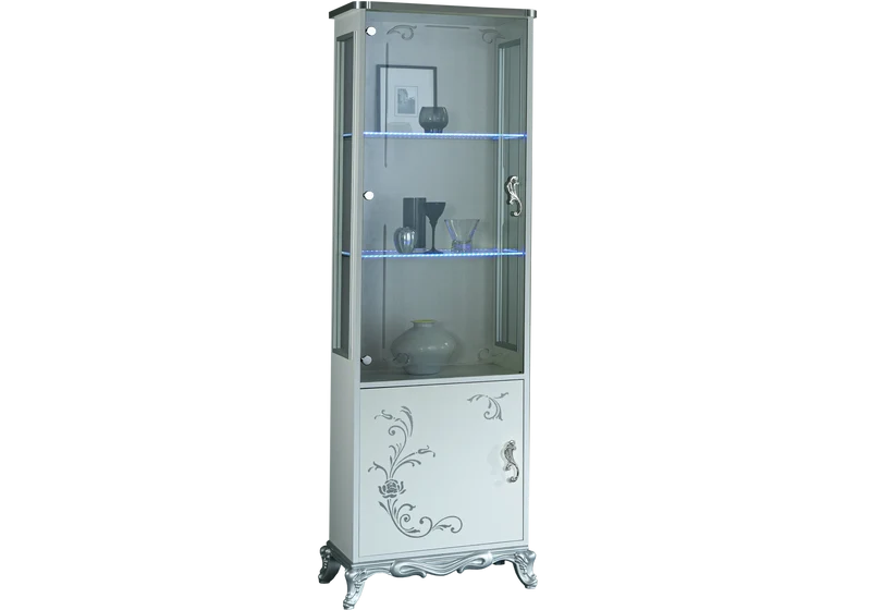 Ensemble meuble TV baroque blanc argent - LENA