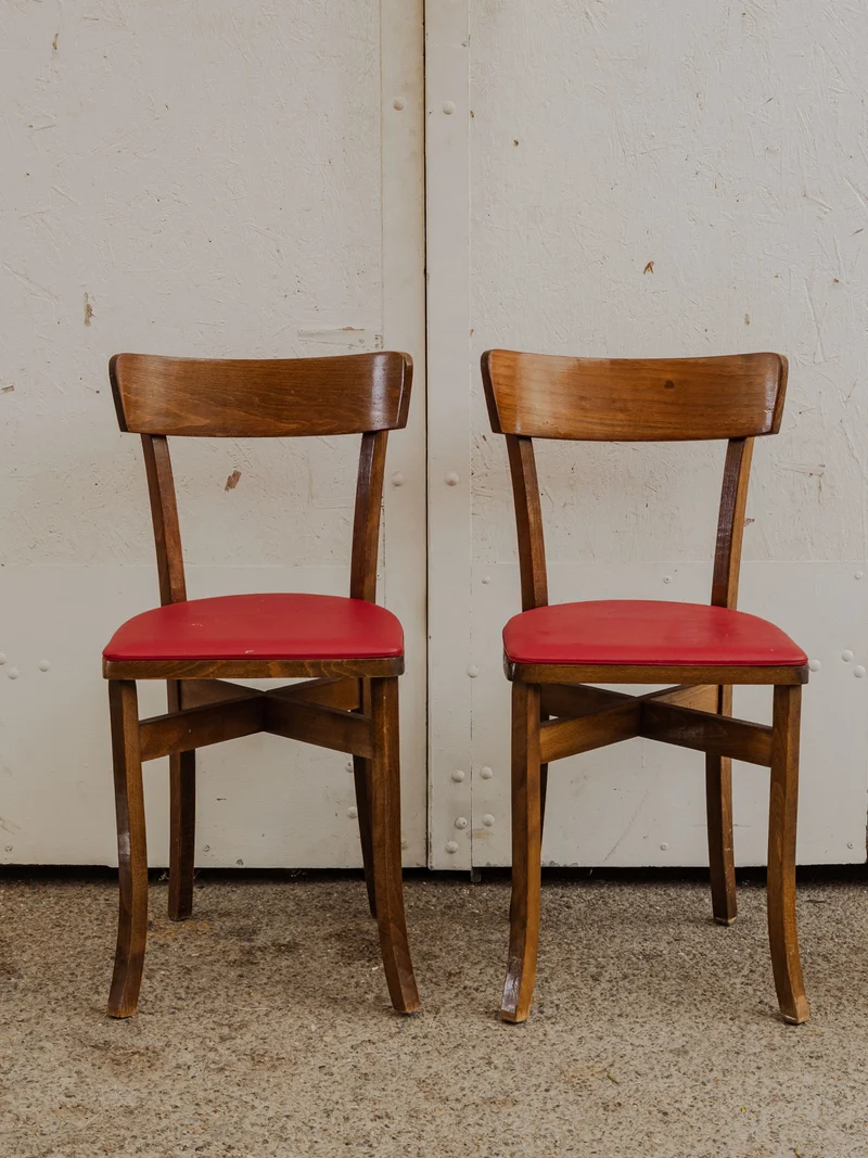 Alma, le lot de 4 chaises en simili cuir rouge N°1605