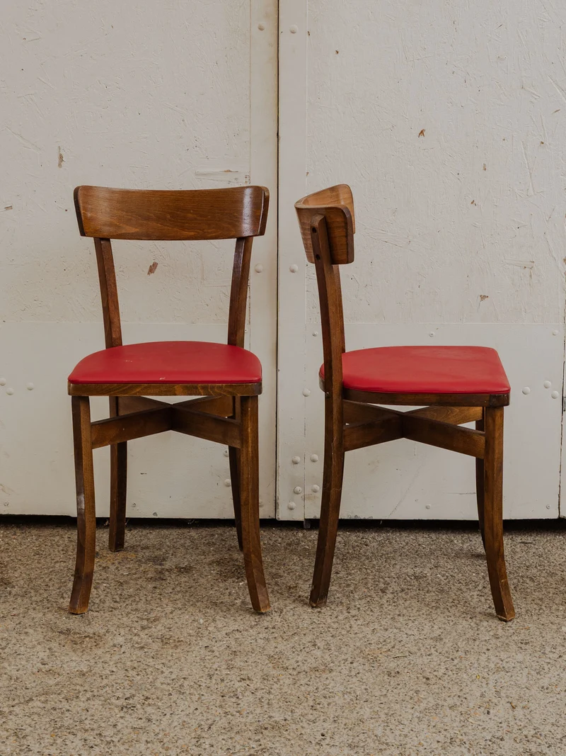 Alma, le lot de 4 chaises en simili cuir rouge N°1605
